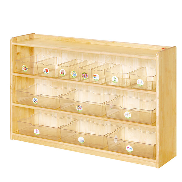 원목 삼단 투명바구니장 H30-4