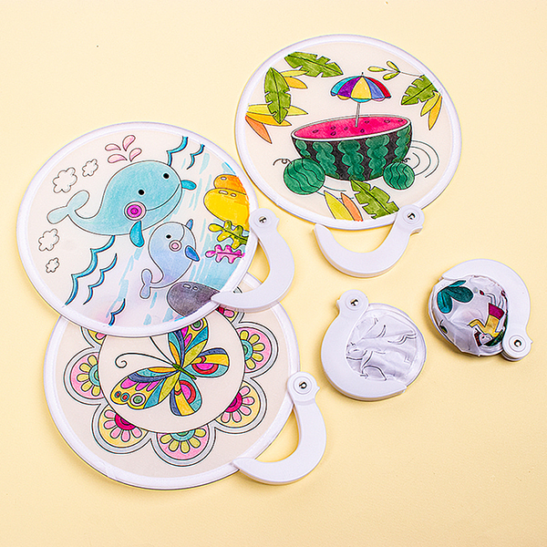 컬러링 원터치 접는 부채 (4종 택1)