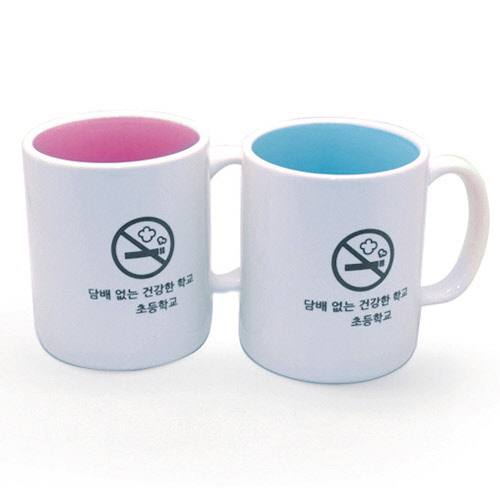 리빙화이트 직선 인컬러 머그컵