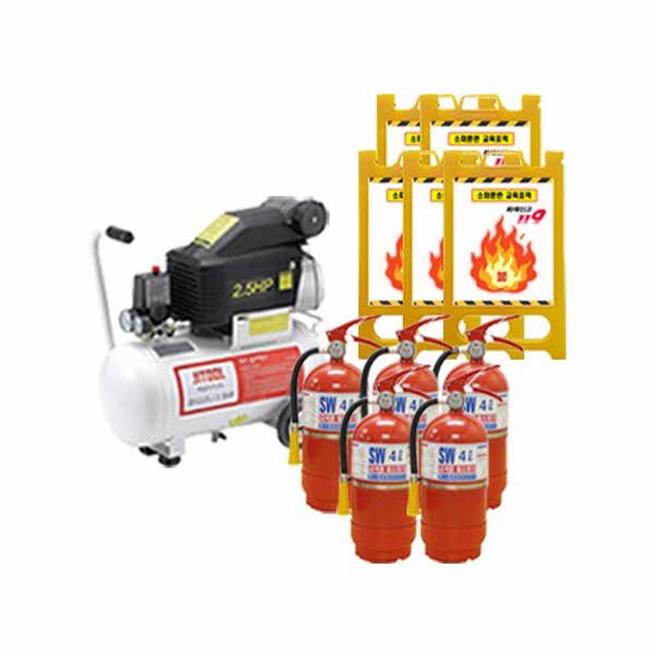 소방훈련 교육용 물소화기_세트B (물소화기 5개+타격판 5개+콤프레샤+공기호스2개+믈호스2개)