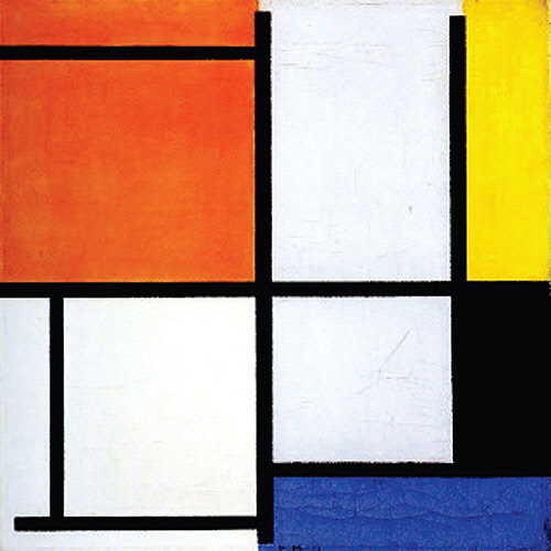 M02 몬드리안_주홍 노랑 검정 파랑 회색의 타블로3