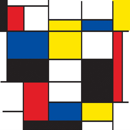 M03 몬드리안_검정 빨강 회색 노랑 파랑의 구성A